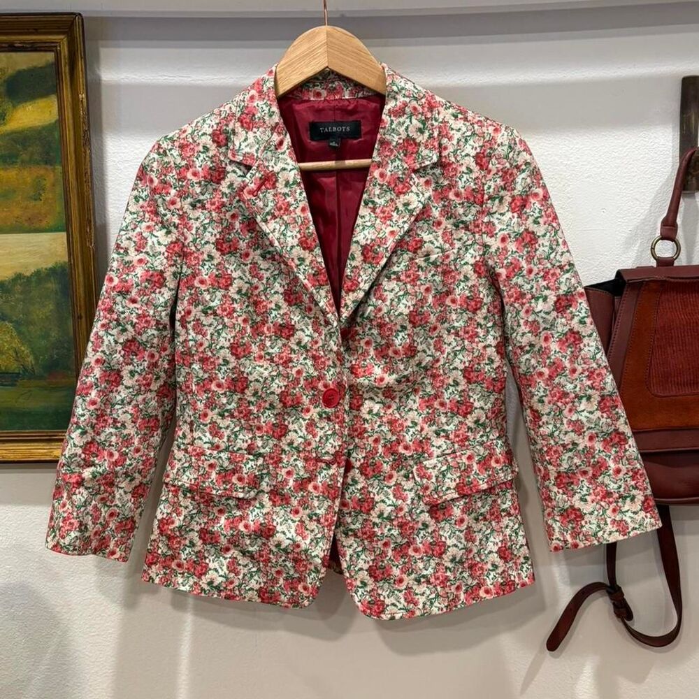 Talbots Floral Blazer in Red, Green, Cream